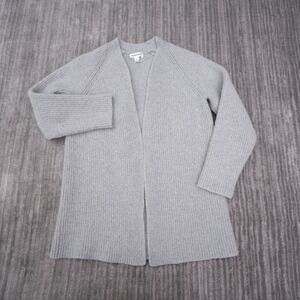 Nordstrom Cardigan Women S Grey Wool Cotton Ribbed Open Front Long Sleeve Solid